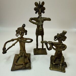 Dhokra Bronze Tribal Musician Sculptures. Set of 3